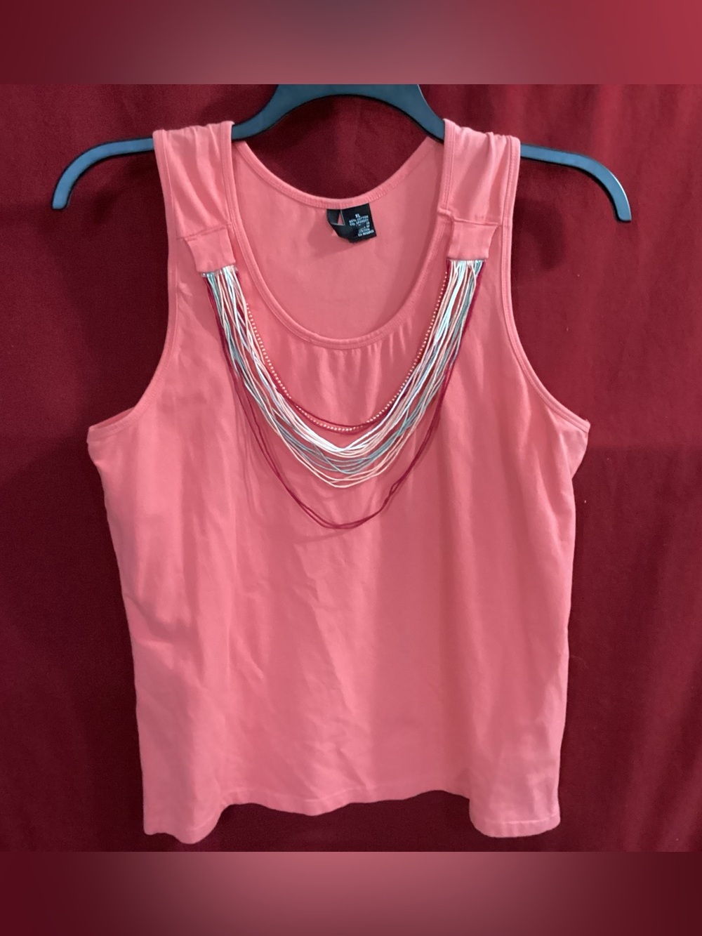 Sleeveless Coral Necklace-Detail Tank Top  XL New Directions